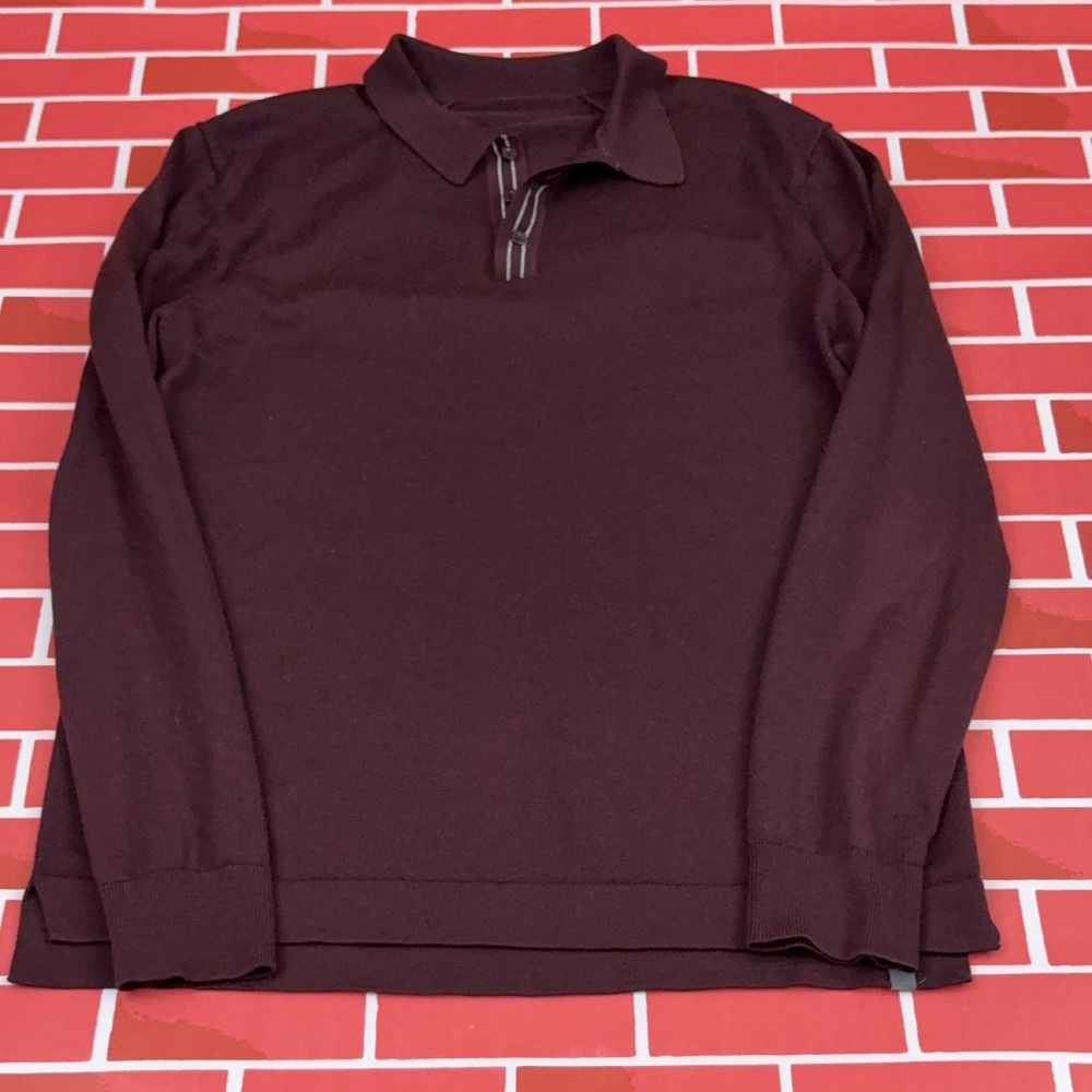 Lululemon Merino Wool Polo Sweater Burgundy Maroon Mens Medium